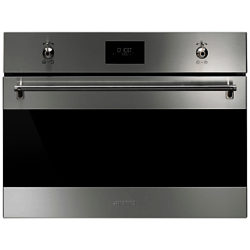 Smeg SF4309MX Classic Compact Microwave Oven with Grill, Stainless Steel